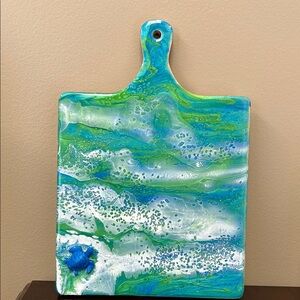 Coastal Resin Paddle Wall Art in Blue and Green